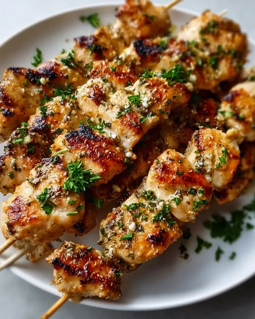 Air Fryer Garlic Parmesan Chicken Skewers