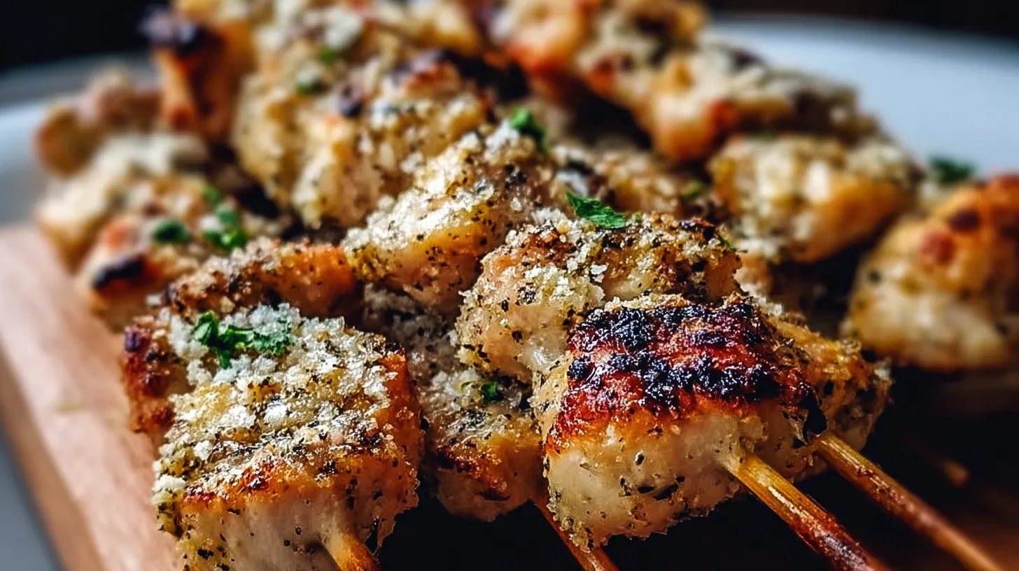 Air Fryer Garlic Parmesan Chicken Skewers