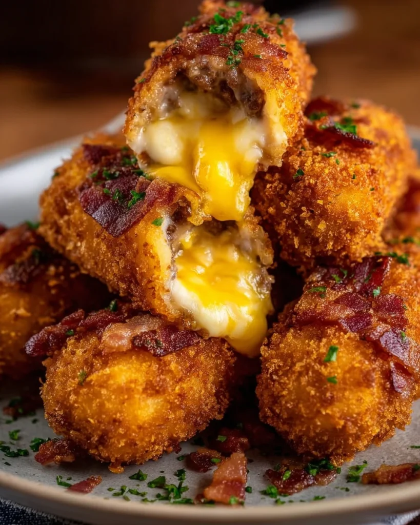 Bacon Cheeseburger Loaded Mozzarella Stick Bombs