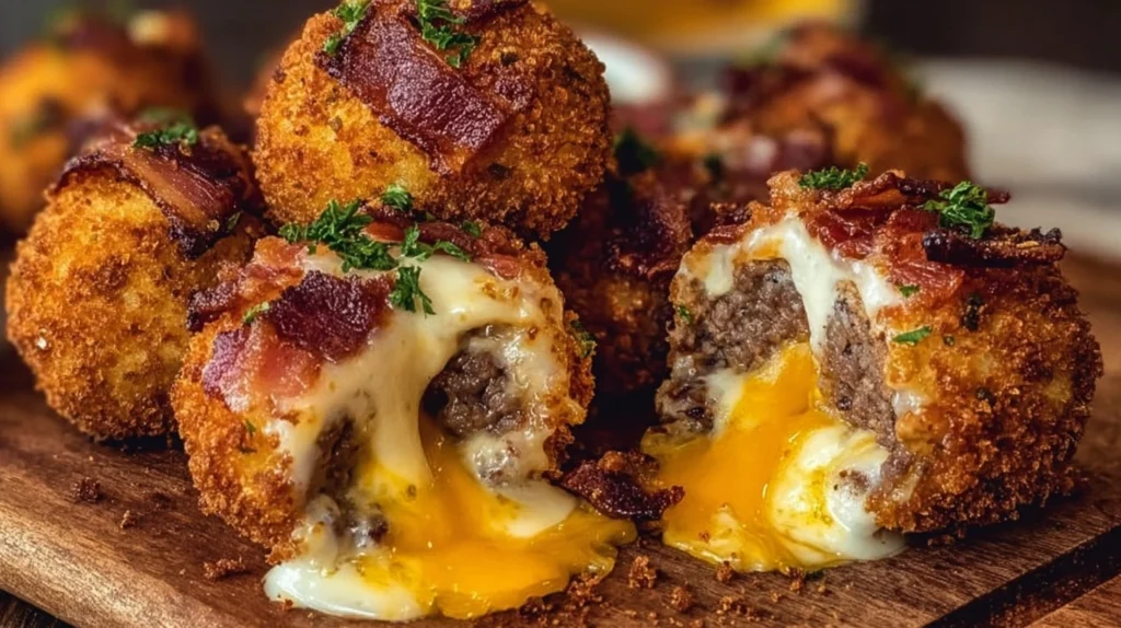 Bacon Cheeseburger Loaded Mozzarella Stick Bombs