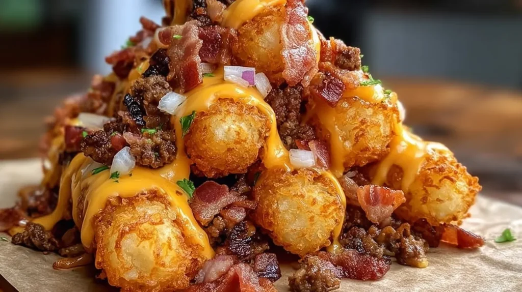 Bacon Cheeseburger Tater Tot Cones