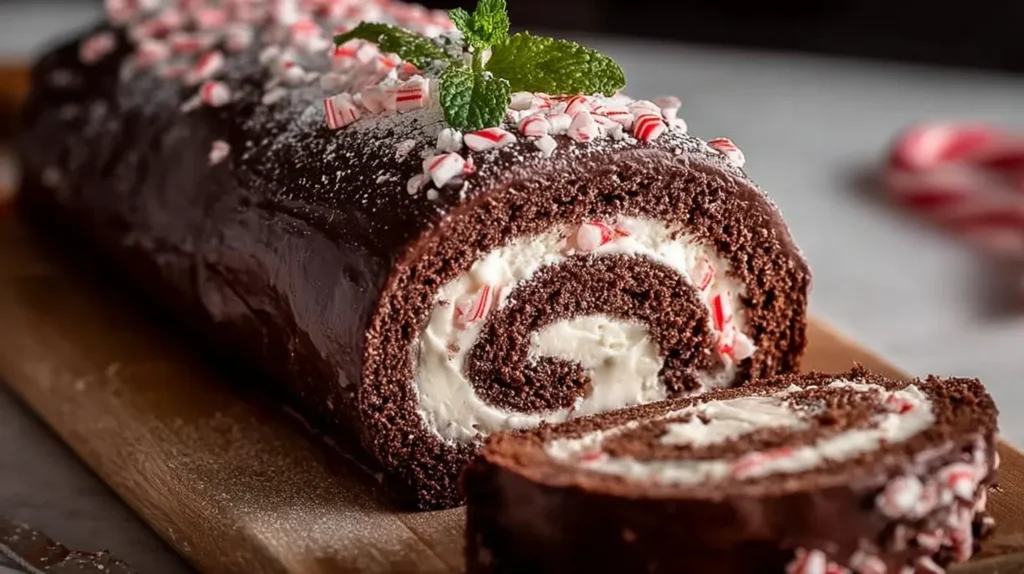 Classic Christmas Peppermint Roll Cake