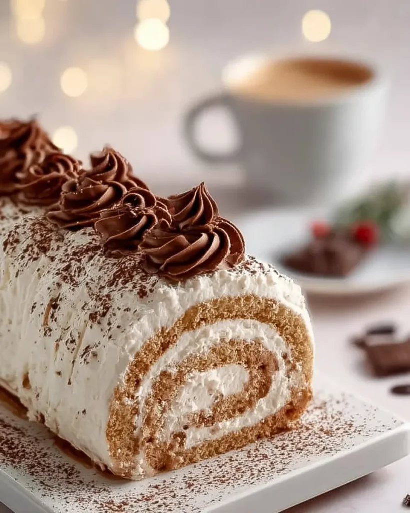 Classic Tiramisu Yule Log Cake