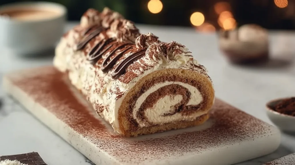 Classic Tiramisu Yule Log Cake