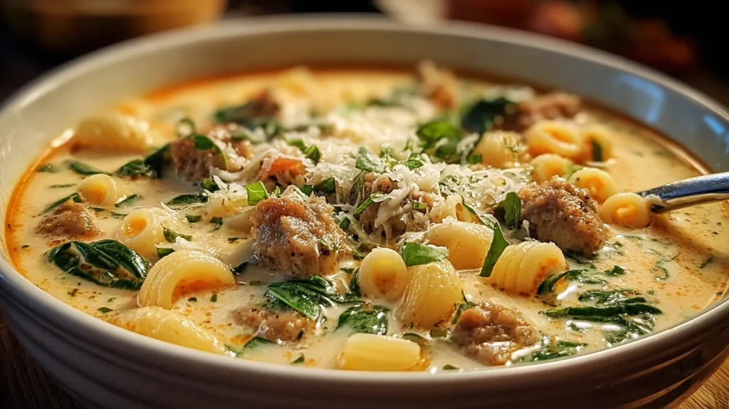 Creamy Parmesan Italian Sausage Ditalini Soup