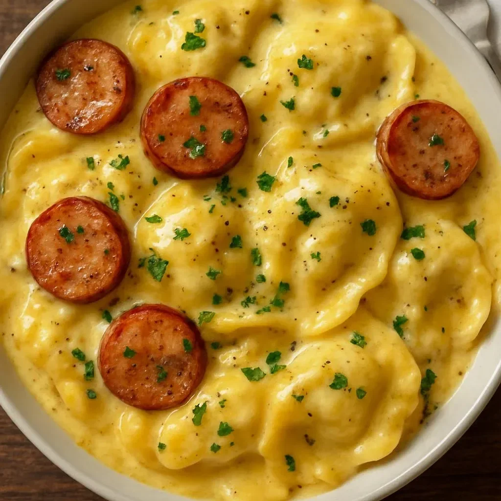 Crockpot Pierogi Casserole with Kielbasa