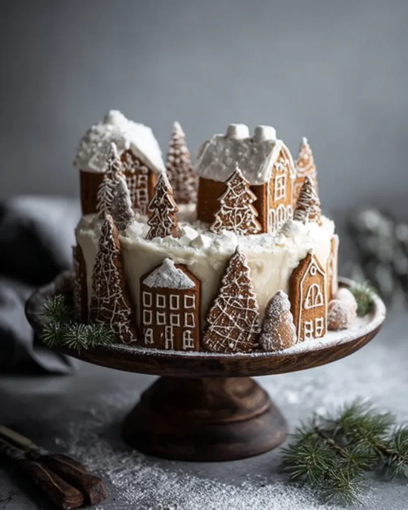 Gingerbread Village Cake