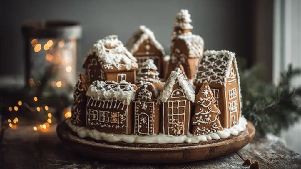 Gingerbread Village Cake