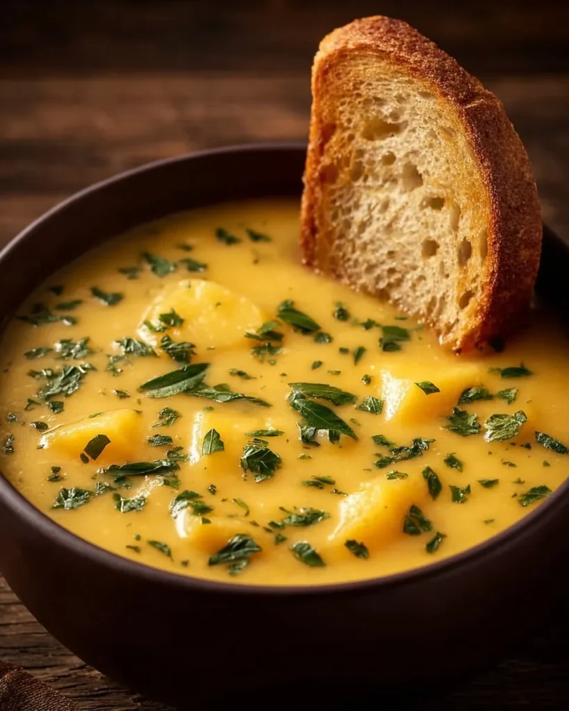 Hearty Cheddar Garlic Herb Potato Soup Recipe