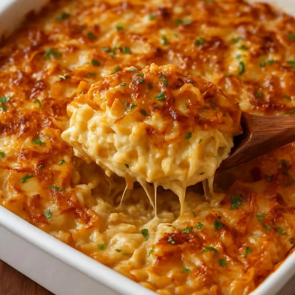 French Onion Chicken Orzo Casserole