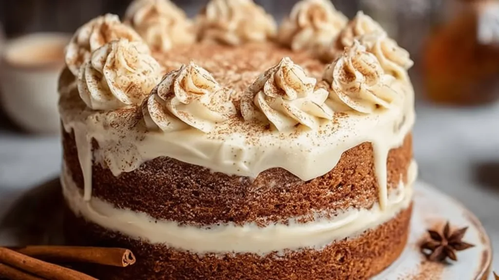 Moist Christmas Spice Cake with Eggnog Buttercream