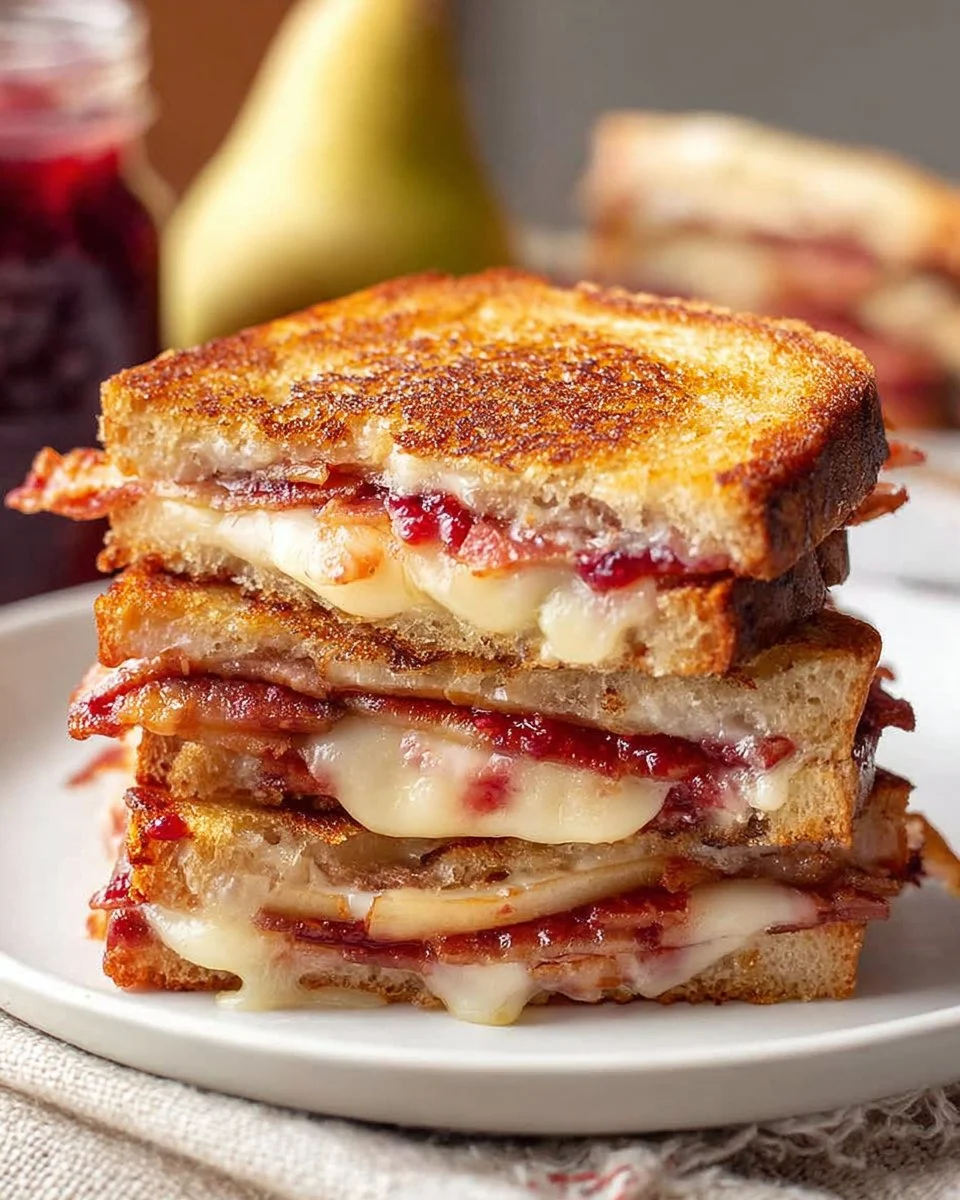 Bacon, Pear, and Raspberry Grilled Cheese