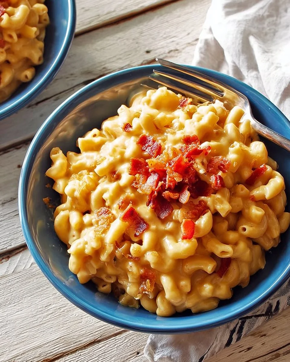 Butternut Squash Mac N’ Cheese With Bacon, Caramelized Onions, And Apples
