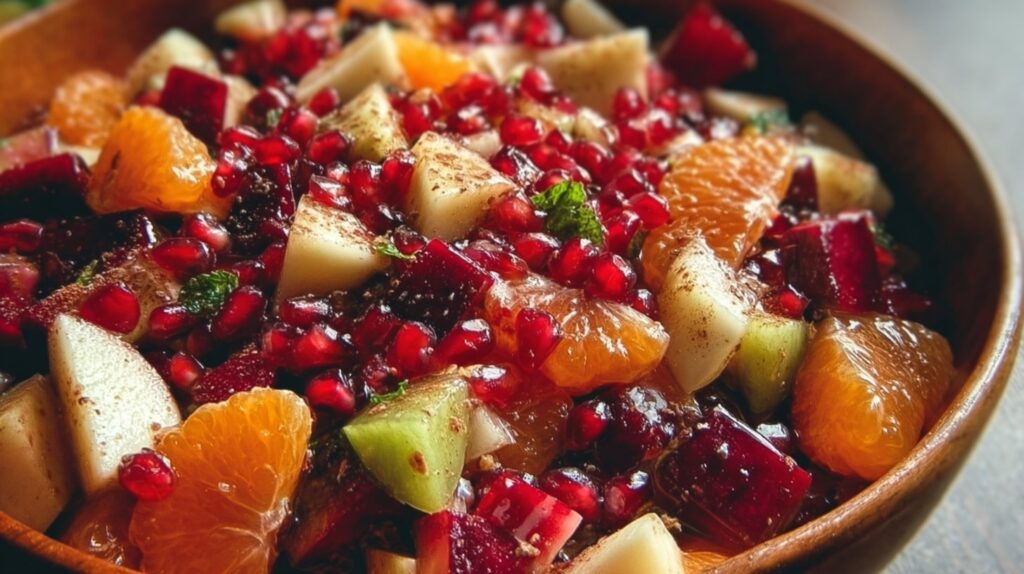 Winter Fruit Salad with Cinnamon Vanilla Dressing
