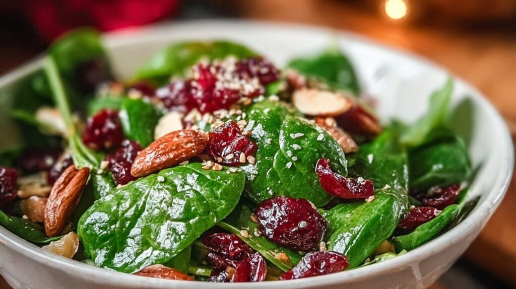 Festive Christmas Cranberry Spinach Salad
