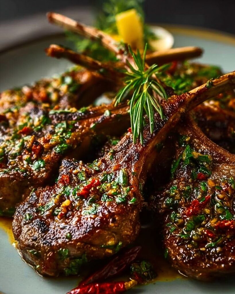 Garlic Rosemary Butter Lamb Chops