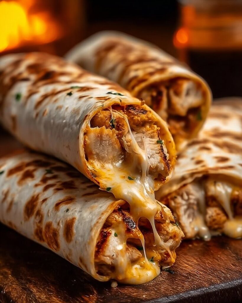 Cheesy Garlic Chicken Wraps