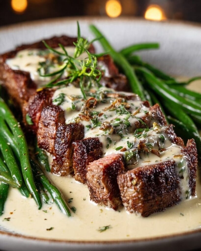 Garlic Butter Steak With Parmesan Cream Sauce