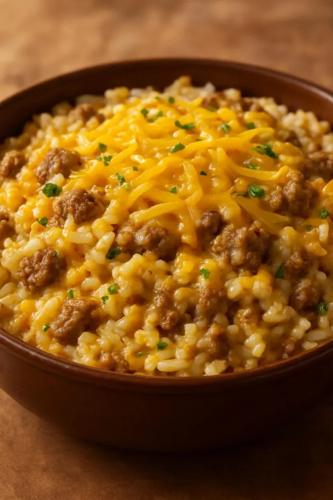 Cheesy Hamburger Rice Casserole