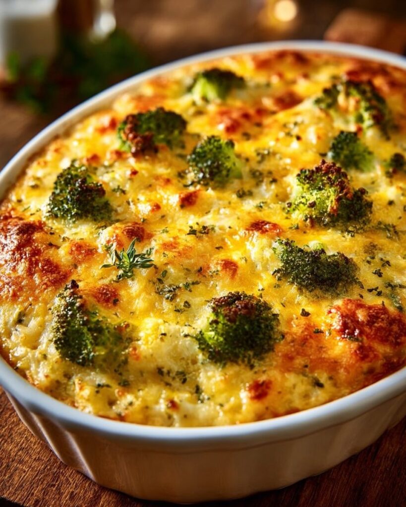 Creamy Chicken Broccoli Rice Cheese Casserole recipe