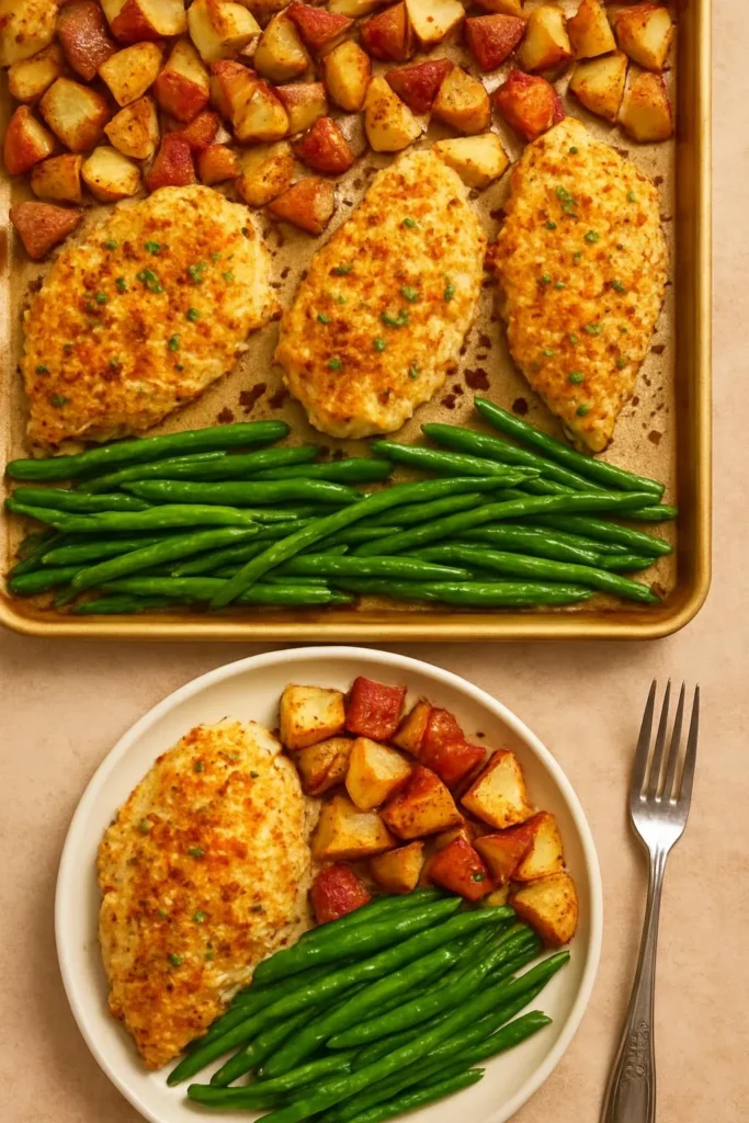 Parmesan Crusted Chicken Sheet Pan Dinner