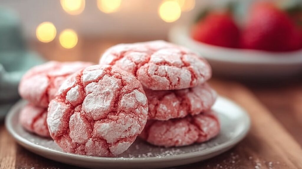 Strawberry Crinkle Cookies