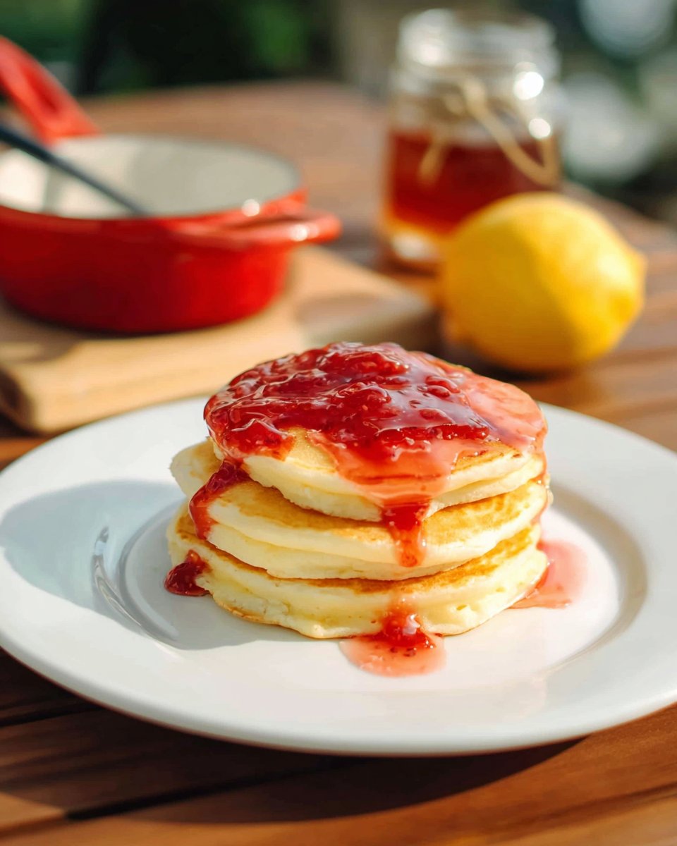 Lemon Pancakes And Blackberry Syrup