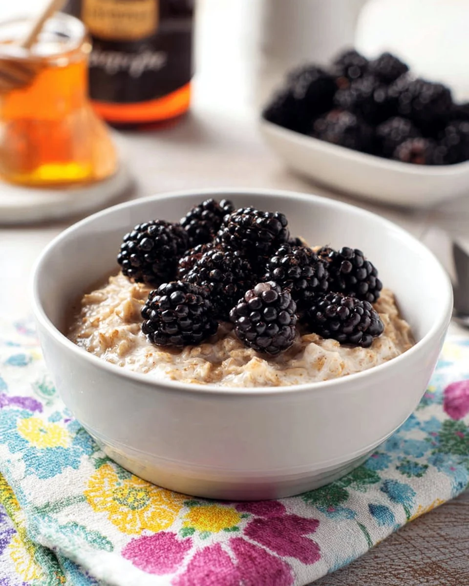 Blackberries And Cream Oats With Honey