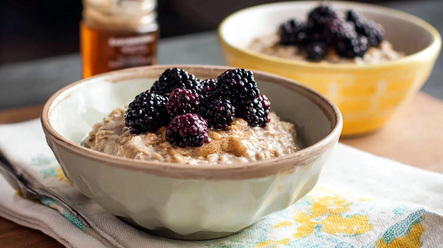 Blackberries And Cream Oats With Honey