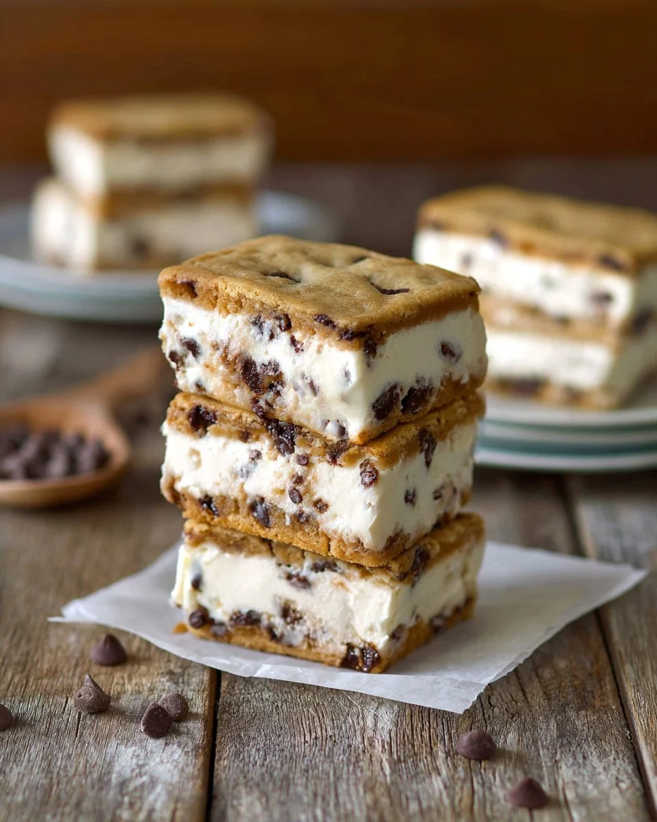 Chocolate Chip Cookie Ice Cream Bars