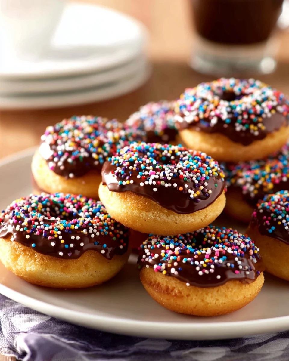 Chocolate Glazed Baked Mini Donuts