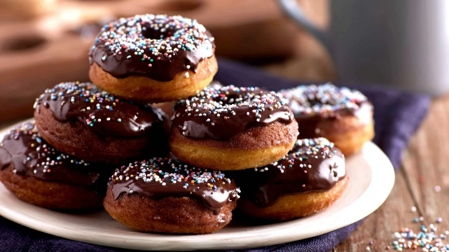 Chocolate Glazed Baked Mini Donuts