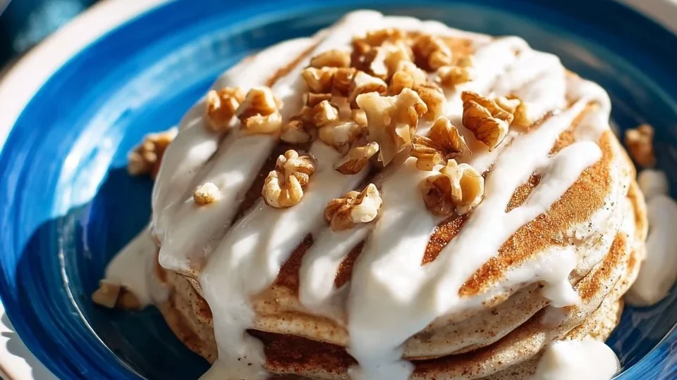 Healthy Cinnamon Roll Pancakes
