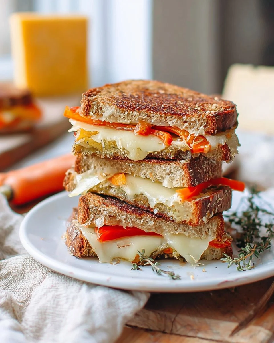 Three Cheese Roasted Vegetable Grilled Cheese