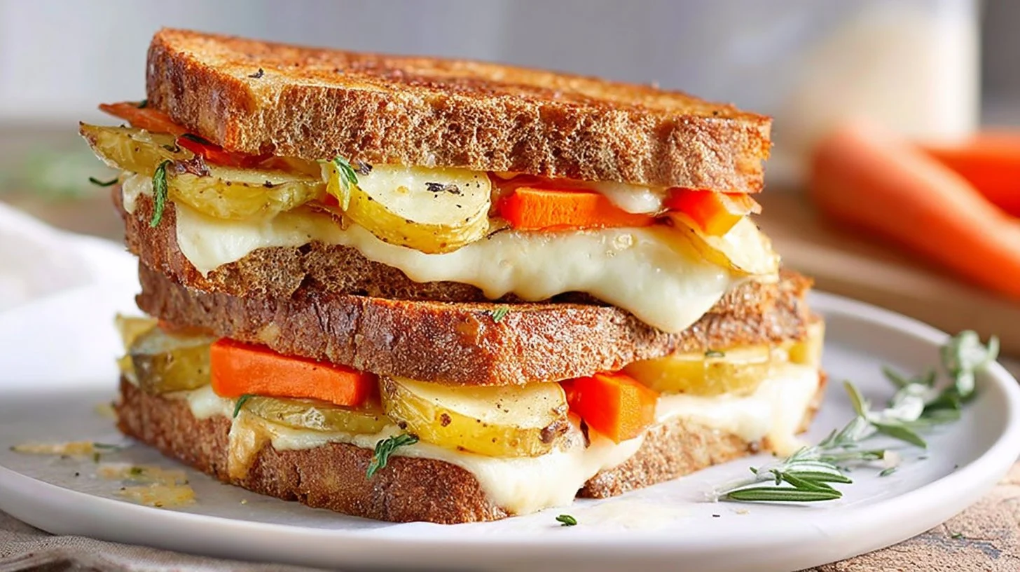 Three Cheese Roasted Vegetable Grilled Cheese